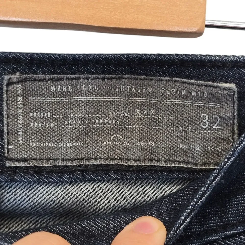 Marc Ecko Men's W32 X L32 Straight Fit Dark Blue Denim Jeans